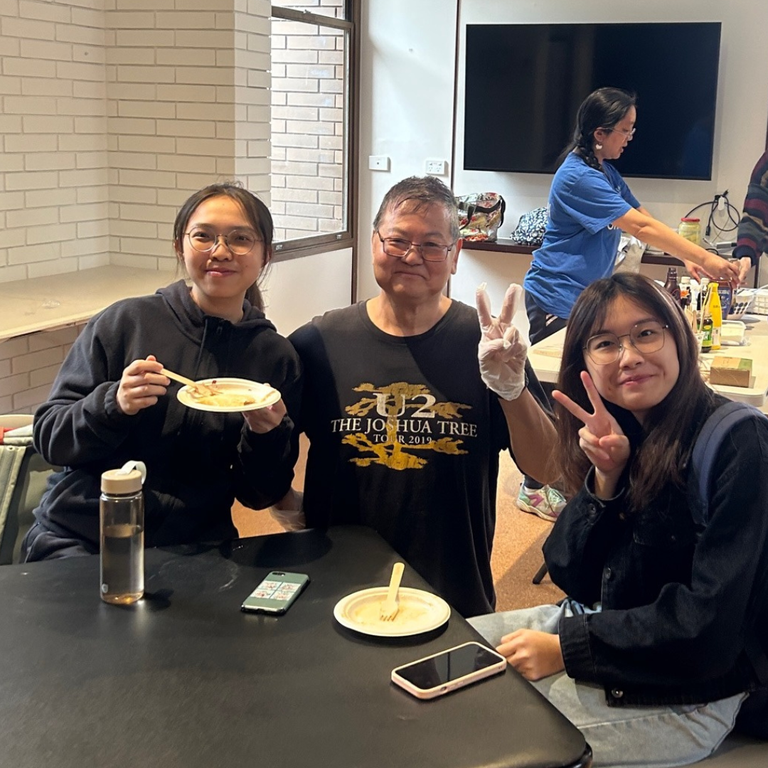 Mentor Mr Eric Yip and mentee Agnes enjoying the weekly pancake morning